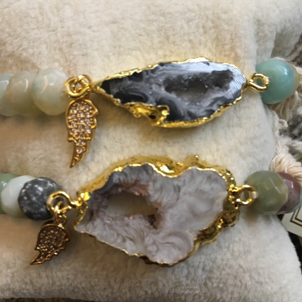 Agate + Amazonite Healing Crystal Bracelets